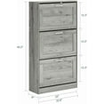 thumbnail image 2 of Haotian Shoe Storage Cabinet Entryway, Freestanding Shoe Cabinet with 3 Flip-Drawers Fully Enclosed Tall Shoe Rack Shoe Organizer, Grey, FSR137-L-HG, 2 of 17