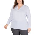thumbnail image 1 of Anne Klein Womens Piazza Stripe Pullover Blouse, Blue, Plus Size, 3X, 1 of 1