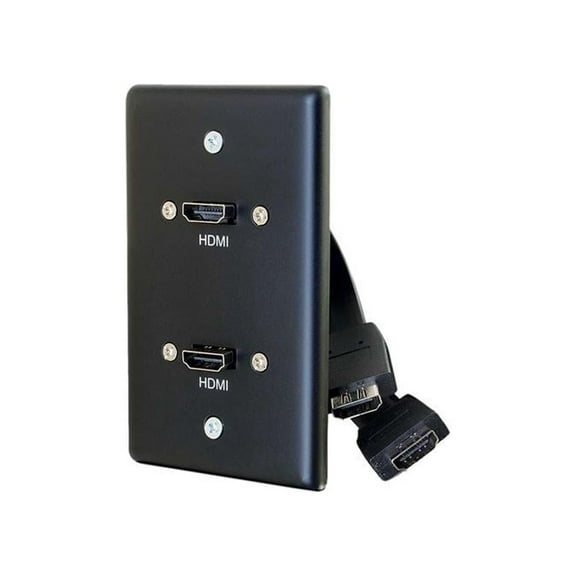 C2G 39879 Dual HDMI Pass Throuigh Single Gang Wall Plate, Black