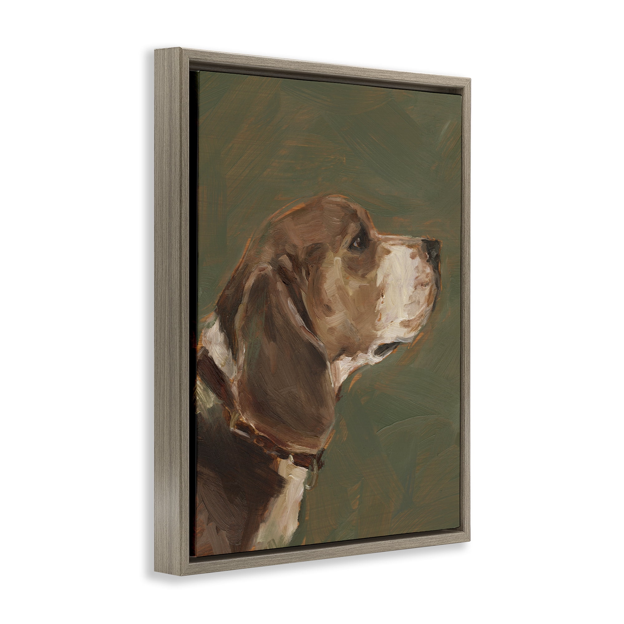 Stupell Industries Traditional Beagle Portrait Animals & Insects Painting Brown Floater Framed Canvas Art Print Wall Art, 25 x 31