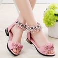 thumbnail image 4 of Sopiago Girls Sandals Low Heels Dress Pumps Ankle Strap Open Toe Flower Wedding Party Dress Shoes Girls Pink,11 (Little Kid/Big Kid), 4 of 7