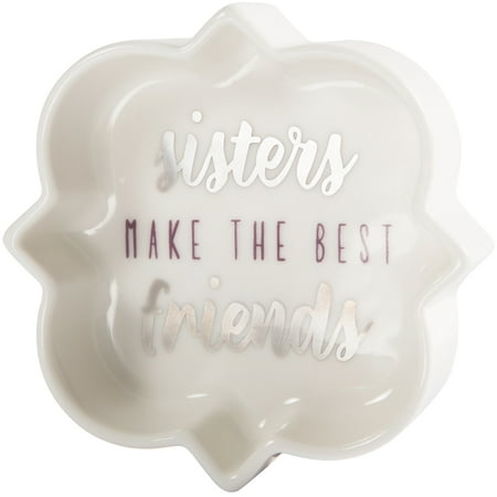 Pavilion - Sisters Make The Best Friends - Purple & Silver - 3 Inch Mini Jewelry Dish with Gift
