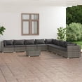 thumbnail image 1 of vidaXL 10 Piece Garden Lounge Set with Cushions Poly Rattan Grey, 1 of 5