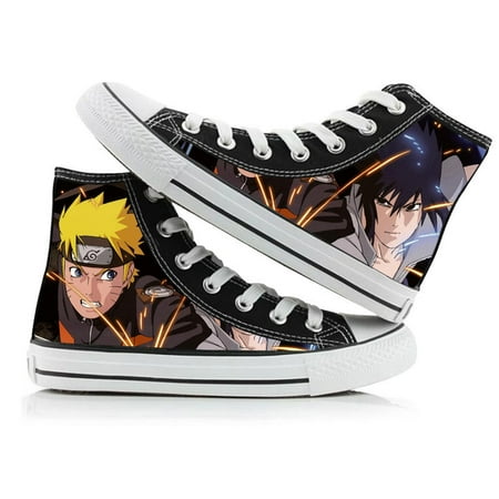 

3D Print Anime Naruto Akatsuki Novelty Canvas Shoes for Women Men Kids Manga Itachi Sasuke Kakashi High Top Lace up Walking Running Shoes