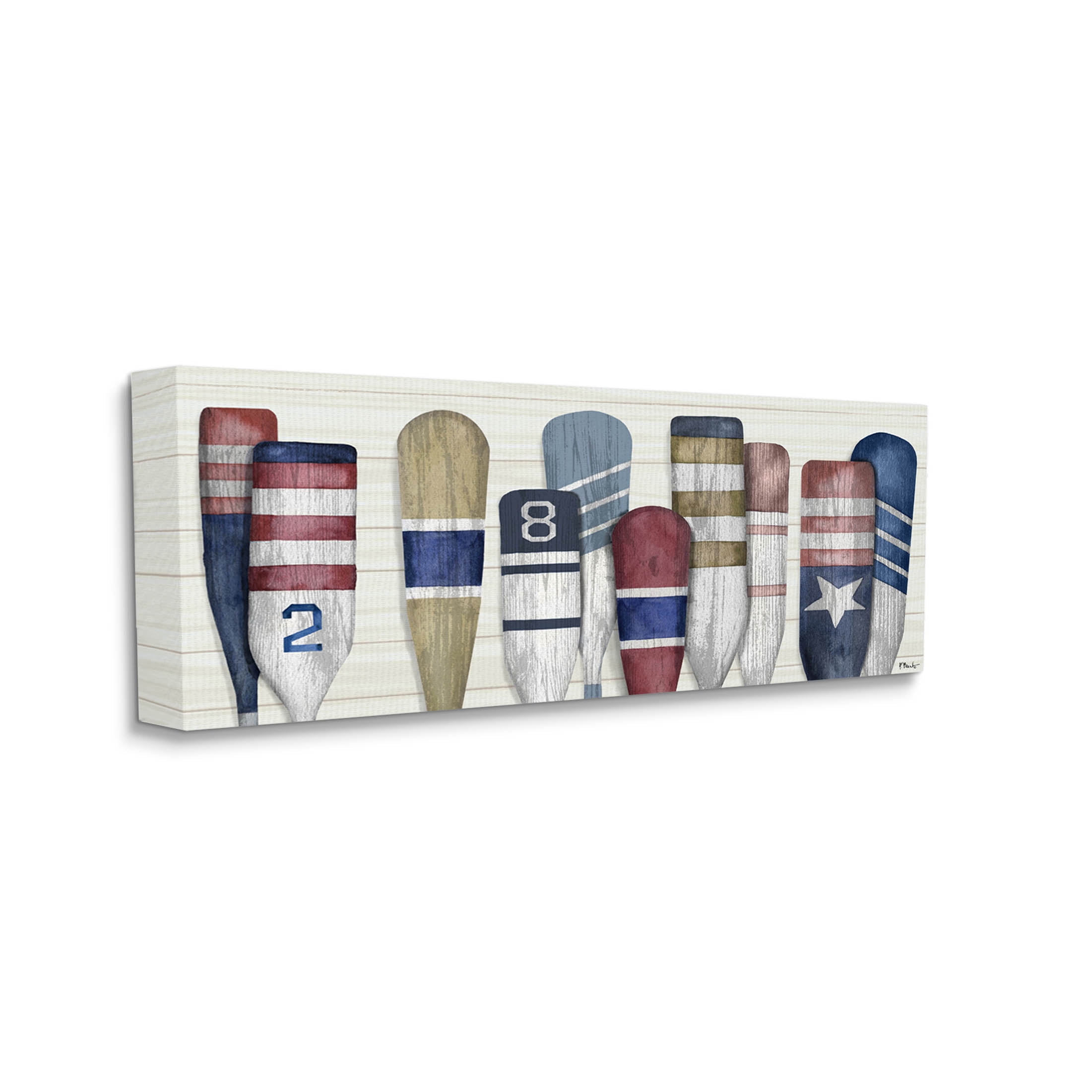 Stupell Industries Port Oars Vintage Americana Patterns Graphic Art Gallery Wrapped Canvas Print Wall Art, Design by Paul Brent
