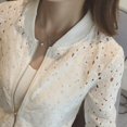 thumbnail image 6 of Clearance Sale!Zipper Thin Hollow Out Lace Long-sleeved Jacket Slim Guards Female Short Zipper Baseball Jacket Coat White 2XL, 6 of 6