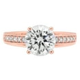 thumbnail image 5 of 2.21 ct Brilliant Round Cut Real Genuine Natural Diamond SI1-SI2 J-K 14K Rose Gold Promise Wedding Statement Engagement Designer Ring W/ Crystal side stones size 7.5, 5 of 7