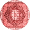 thumbnail image 1 of Ahgly Company Machine Washable Indoor Round Abstract Red Modern Area Rugs, 5' Round, 1 of 4