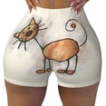 thumbnail image 2 of Haiem Brown Cat Cartoon No Front Seam Biker Shorts for Women Yoga Workout Gym Bike Shorts with Tummy Control Moisture-Wicking-X-Large, 2 of 9