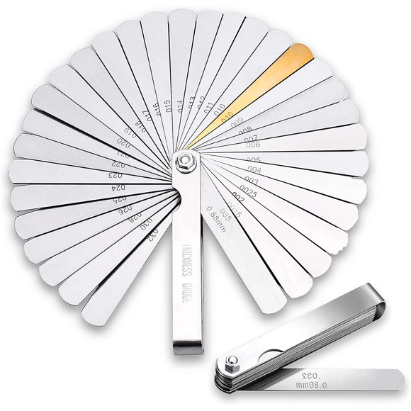 Feeler Gauge, Feeler Gauge Set, 32 Blades in Metric/Imperial Marking, for Measuring Clearance Width/Thickness Sizes