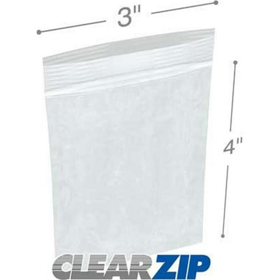 International Plastics CZPP20304 3 x 4 in. High Clarity Polypropylene Zipper Locking Bags - Case of 1000