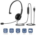 thumbnail image 2 of Vtin USB+3.5mm Audio Jack Wired Headphones, One-ear Single Ear Wearing Wired Earphones with Noise-canceling Mic for PC Office, Black, 2 of 9