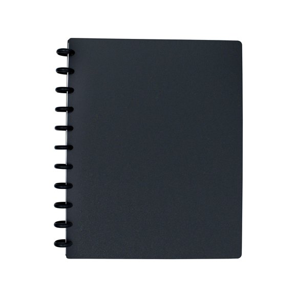 Eleven Discs Cahier Relié à Disque, Format Lettre, Couverture en Poly 1 mm, Papier Épais, 40 Feuilles à Marge Lignée (Noir)