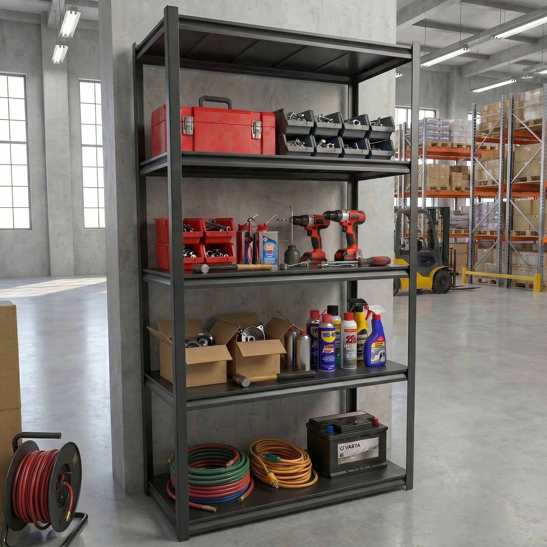 Sailvan 1650LBS Heavy Duty Garage Shelving, 5-Tier Adjustable Metal Storage Shelves, Industrial Steel Utility Rack, 36"W x 16"D x 72"H,Black