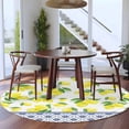 thumbnail image 4 of Round Area Rug 8 Ft, Yellow Lemons Washable Non-Slip Circle Carpet for Living Room/Bedroom, Watercolor Summer Botanical Elegant Pastoral Collection Low-Profile Large Area Rugs for Indoor, 4 of 7
