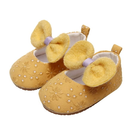 

TAIAOJING Girls First Walker Shoes Single Floral Embroider Bowknot Toddler Sandals Princess Non-Slip Shoe