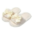 thumbnail image 2 of Hinvhai Womens Winter Casual Slippers Clearance,Fashion Classic Open Toe Fleece Cute Bow Slippers Non Slip Fluffy Warm Solid Color Slipper Christmas Indoor Slipper House Shoes Beige 40, 2 of 5