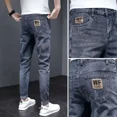 thumbnail image 3 of Pantalones ajustados casuales elásticos para hombre, pantalones vaqueros elásticos para hombre, pantalones ajustados recortados, ajustados, negros, estilo vintage Y2k, tallas Xs, 3 of 5