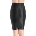 thumbnail image 6 of Women Glossy Shiny High Waist Pencil Mini Skirt Stretchy Bodycon Shirts Clubwear, 6 of 11