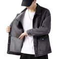 thumbnail image 2 of Joernso Men Denim Jacket Lapel Long Sleeve Jacket Coat with Large Pockets Spring Autumn Button Closure Cargo Outwear, 2 of 8
