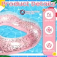 thumbnail image 3 of Heart Pool Float 47.3 x 39.4 Inch Inflatable Swim Rings Heart Shaped Bachelorette Pool Rings Glitter Swimming Pool Float Tube Summer Water Fun Beach Party Toys for Adults, 3 of 14