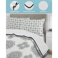 thumbnail image 4 of Quilts Queen Size Bedding Set, Vintage Bohemia Lightweight Quilted Comforter, Blue Gray Boho Abstract Flowers Beige Soft Reversible Bedspread Coverlet with Pillow Covers for All Season, 90" x 96", 4 of 7