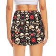 thumbnail image 4 of Uemuo rock record Skull Pattern Women's Athletic Shorts High Waisted Running Shorts with Liner Pockets Gym Elastic Workout Shorts-X-Large, 4 of 9