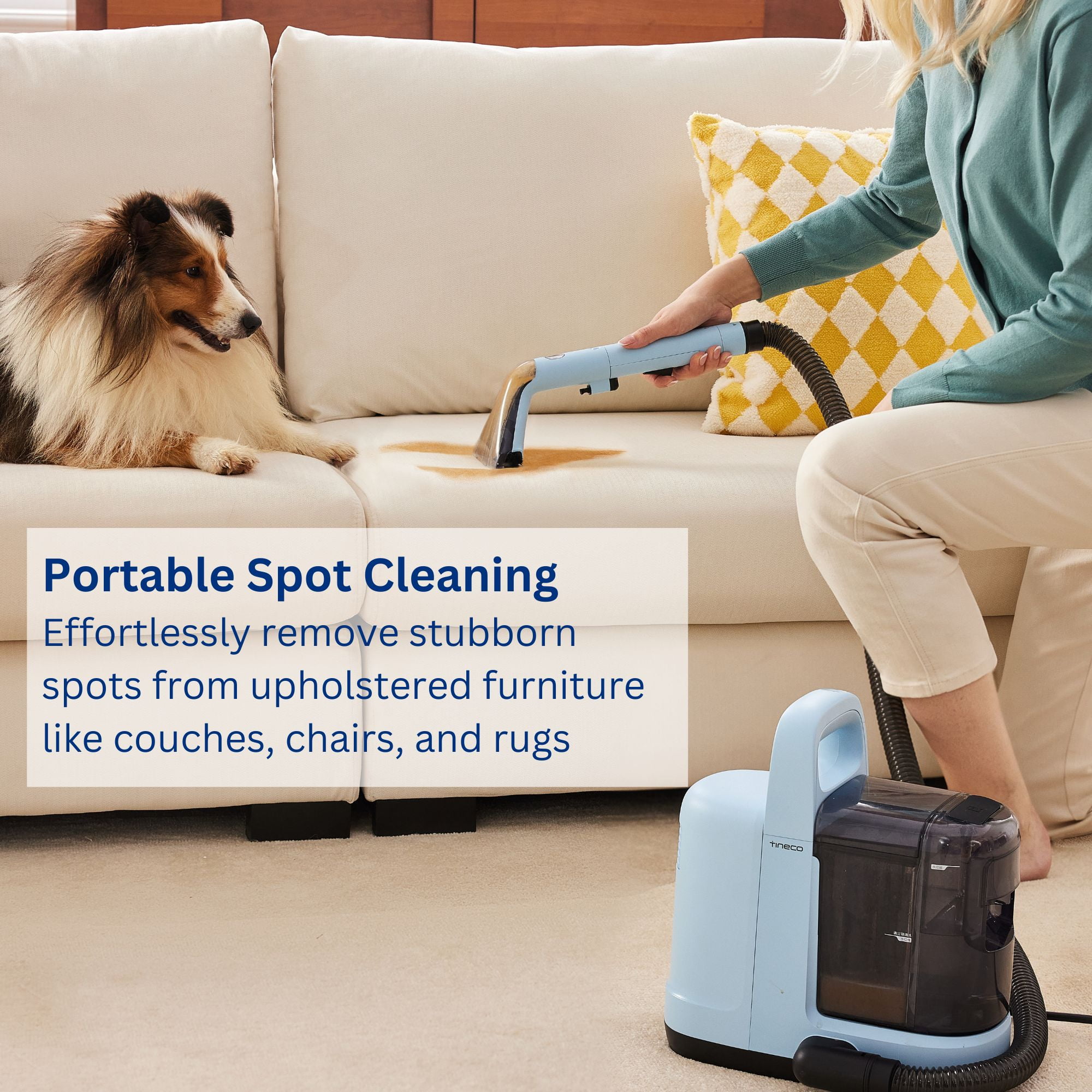 Tineco GO Spot Deep Carpet Cleaner, For Carpet & Upholstery, Ideal for Rugs and Stairs, Includes Carpet Solution & Pre-Treatment Spray (SC051000US)