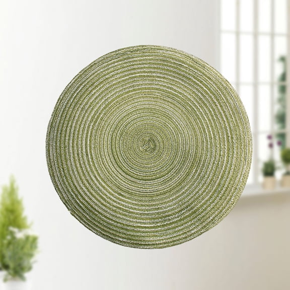 GOOHOCHY Green Cotton Yarn Woven Round Placemats for Kitchen Table 1Pcs Heat Resistant and Anti Skid