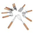 thumbnail image 1 of 9pcs Kitchen Utensils Wooden Handle Stainless Steel Easy Cleaning Wear Resistant Colorful Package Cooking Utensils Set, 1 of 5