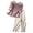 A-Multicolor296, variant on Floral Embroidered Two Piece Outfit for Women Three Quarter Sleeve Tunic Culotte Set
