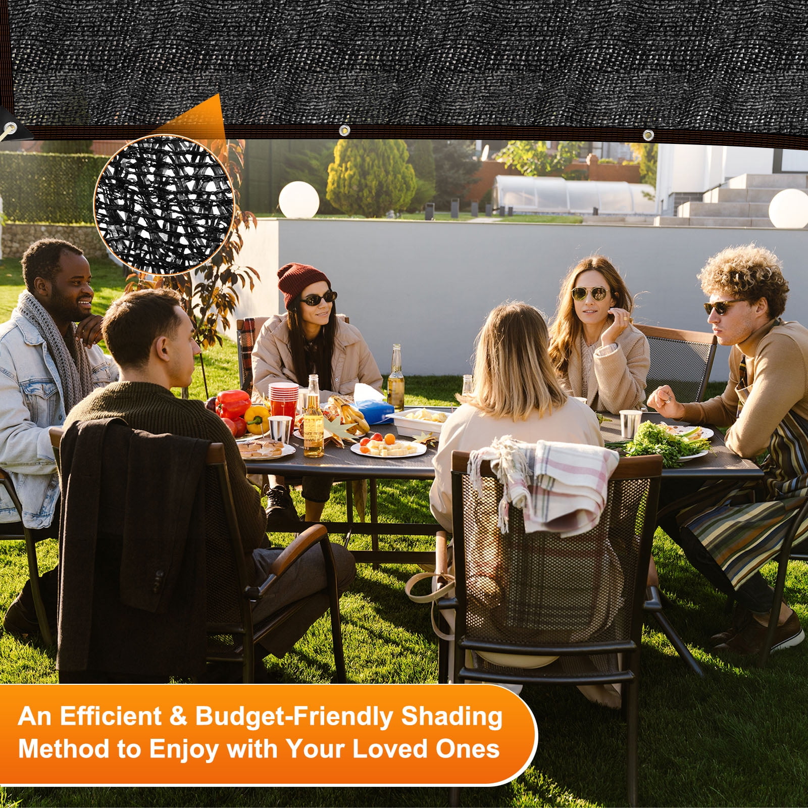 Uxcell 90% Sun Shade Cloth for Garden, HDPE 6.5x10 FT Sun Shade Net with Reinforced Grommets for Patio/Greenhouse [Black]