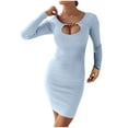 thumbnail image 2 of Gspmoly Robe pour Femmes, Mode Femme Aguichant Décontractée Moulante à Col Rond Unie à Manches Longues Robe de Soirée pour Femmes Cadeaux de Vacances, 2 of 6
