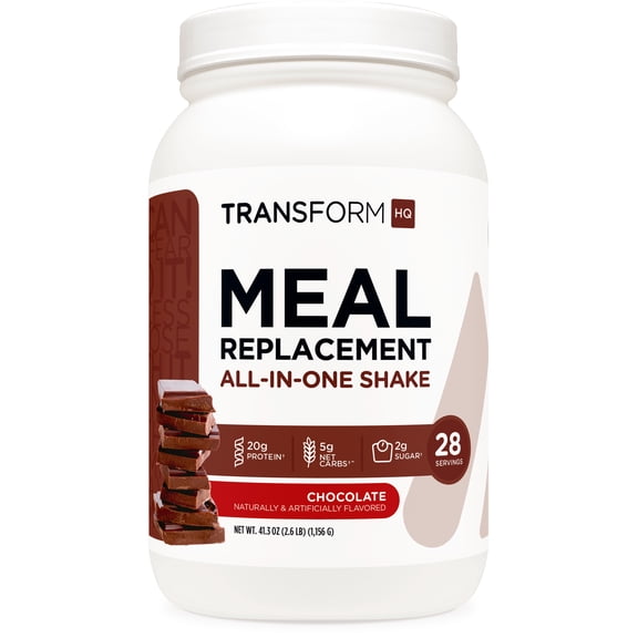 TransformHQ Meal Replacement Shake Powder 28 Servings (Chocolate) - Gluten Free, Non-GMO