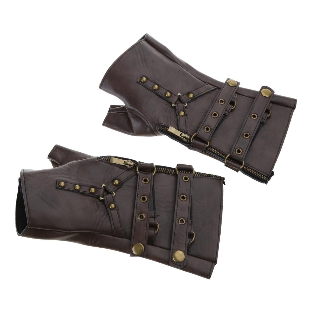 Giaone Steampunk Fingerless Gloves Custume Medieval Vintage Boxing Gloves