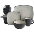 thumbnail image 1 of Gibson Elite Soho Lounge 16 Piece Square Stoneware Dinnerware Set, Tan and White, 1 of 7