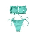 thumbnail image 6 of Qiylii Women's Two Pieces Bikini Set,Summer Strap-Free Backless Bra + Triangle Panties Swimsuit Swimwear Bathing Suit, 6 of 7