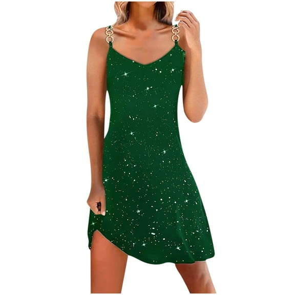 WMTBSRSW Womens Spaghetti Strap V Neck Sequin Dresses Sleeveless Bodycon Mini Dress 2025 Party Night Club Sparkle Dress