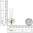 thumbnail image 2 of Two Tone Yellow Citrine Blue Created Sapphire Red Created Ruby Created Moissanite `I love you to the moon and back` Engraved Pendant Necklace for Women (1.56 cttw, Heart Shape 5MM, 18 inch Chain), 2 of 3