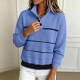 thumbnail image 6 of Vynhevius Women's Henley Sweater Striped Colorblock Waffle Knit Long Sleeve Loose Fit Fall Casual Pullover Knit Tops, 6 of 8