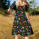 thumbnail image 5 of Vestido de manga corta con estampado de hortensias azules y estampado floral para mujer, vestido largo para noche., 5 of 7