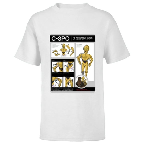 Star Wars C-3PO Re-Assembly Guide Wookiee Edition Funny - Short Sleeve T-Shirt for Kids - Customized-White