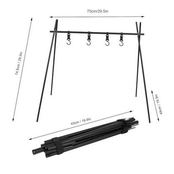 Campfire Swing Grill Stand, Portable Hanging Tripod Cooking Stand Grill Rack with Hooks and Storage Bag for Outdoor BBQ Picnic Cookware Party
