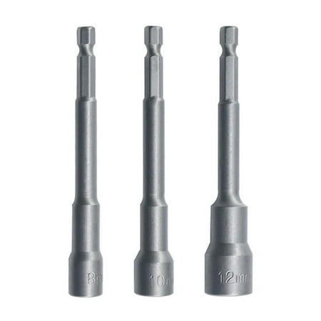 

3pcs 100mm 6mm-10mm Hexagon Nut Driver Drill Bit Socket Wrench Extension Sleeve