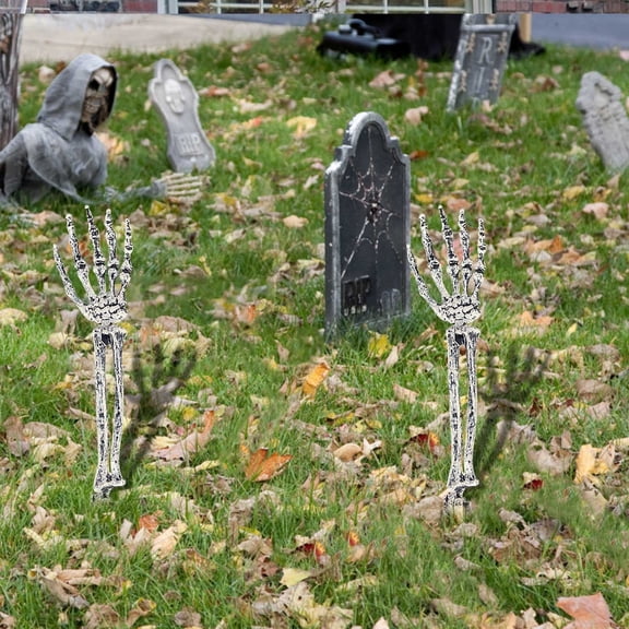KMMYS 2Pcs Halloween Skeleton Ghost Hand Decoration Props, Creepy Insertion Decorations, Realistic Skeleton Hands for Parties, Indoor Outdoor Decor, Eerie Room Courtyard Accessories