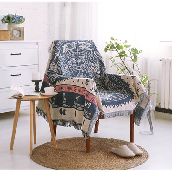 Amerteer Sofa Cotton Blanket, Tassels Woven Throw Blanket for Bed Couch Soft Chair Cover Reversible Bedspreads Decorative, Bohemian Geometric Patterns Office Home Decor