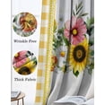 thumbnail image 3 of Sunflower Blackout Curtains for Bedroom Living Room Darkening Curtains 63 Inches Long Pink Yellow Floral Elegant Pastoral Checkered Window Curtain 2 Panels Set Window Treatment Grommet Drapes 42"x63", 3 of 9