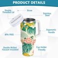 thumbnail image 2 of Yayeee 40oz Stainless Steel Tumbler with Straw and Handle Double-Wall Insulated Travel Water Bottle, Floral Wave, 2 of 8