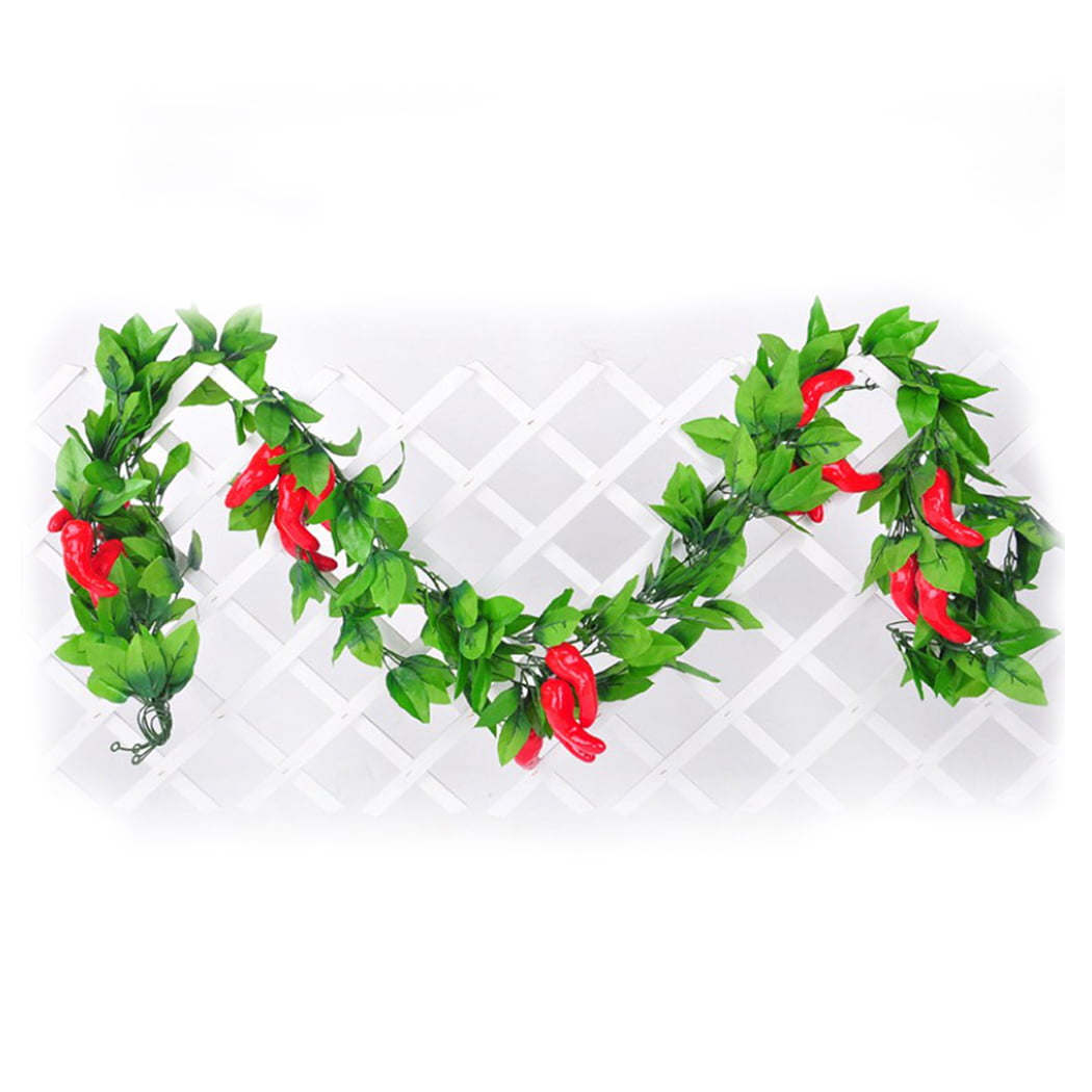 2 x Artificial Chili Strands Fake Fruit Vegetables Faux Food Home Decor 50cms