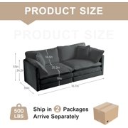 76." Loveseat Sofa Sectional Cloud Couch, 2- Chenille Deep Sofa with Pillow for Living Room, Bedroom and Apartment, - Sectional Couch